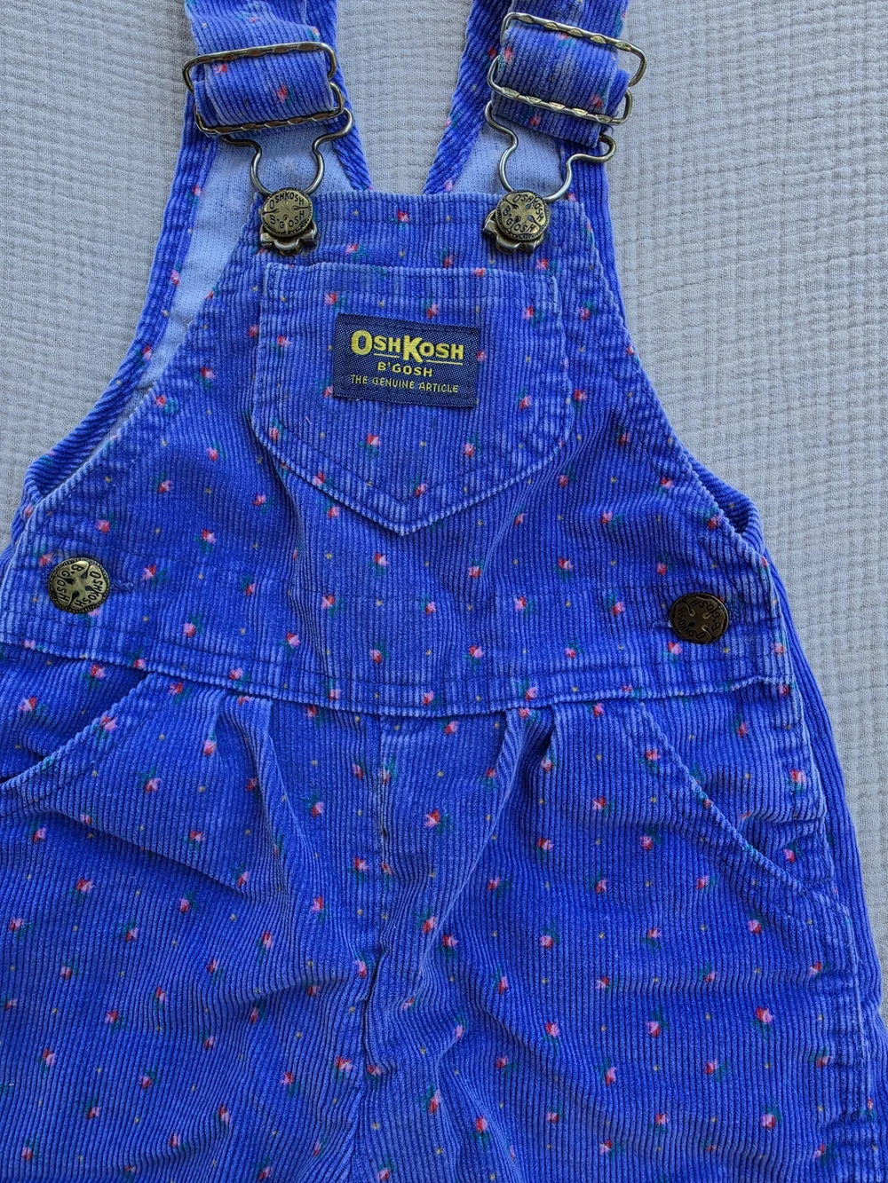 Vintage 80s/90s Oshkosh Purple Corduroy Overalls with floral details